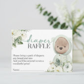 Boho Teddy Bear Barly Wait Baby Diaper Raffle Informatiekaartje (Staand voorkant)