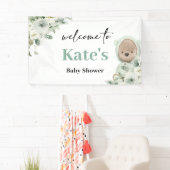 Boho Teddy Bear Barly Wait Baby shower Backdrop Spandoek (Insitu)