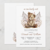 Boho Teddy Bear Barly Wait Baby shower Kaart (Voorkant / Achterkant)