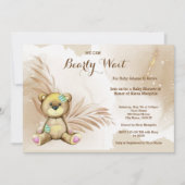 Boho Teddy Bear Barly Wait Baby shower Kaart (Voorkant)