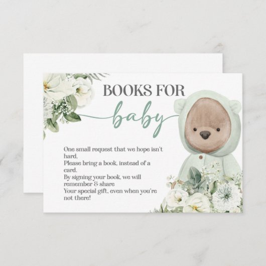 Boho Teddy Bear Barly Wake Books op Baby Informatiekaartje (Voorkant / Achterkant)
