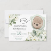 Boho Teddy Bear Bearly Wait Baby Shower Invitation (Voorkant)