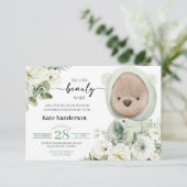 Boho Teddy Bear Bearly Wait Baby Shower Invitation (Staand voorkant)