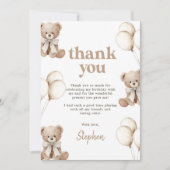 Boho Teddy Bear Beary First 1st Birthday Party Bedankkaart (Voorkant)
