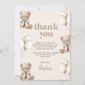 Boho Teddy Bear Beary First 1st Birthday Party Bedankkaart (Voorkant)