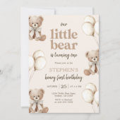 Boho Teddy Bear Beary First 1st Birthday Party Kaart (Voorkant)