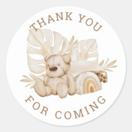 Boho Teddy Bear | Bedankt kinderen verjaardagsfees Ronde Sticker