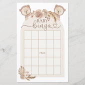 Boho Teddy Bear Bingo Baby shower Game (Voorkant)