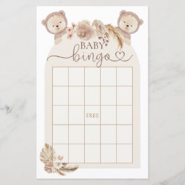 Boho Teddy Bear Bingo Baby shower Game