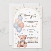  Boho Teddy Bear Blauw Roze Ballonnen Douche Kaart (Voorkant)