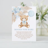 Boho Teddy Bear Blue-ballonboeken voor Baby Boy Informatiekaartje (Staand voorkant)