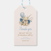 Boho Teddy Bear Blue Barly Wait Baby shower Favor Cadeaulabel (Voorkant)