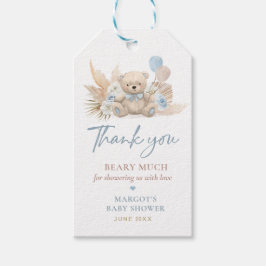 Boho Teddy Bear Blue Barly Wait Baby shower Favor Cadeaulabel