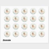 Boho Teddy Bear Blue Barly Wait Baby shower Ronde Sticker (Vel)