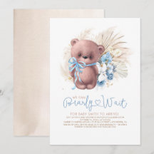 Boho Teddy Bear Blue Barly Wait Boy Baby shower