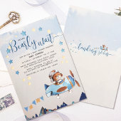 Boho Teddy Bear Boy Barly Wait Baby shower Kaart