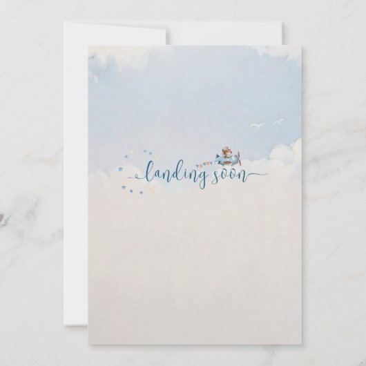 Boho Teddy Bear Boy Barly Wait Baby shower Kaart (Achterkant)