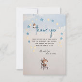Boho Teddy Bear Boy Blue Barly Wait Baby shower Bedankkaart (Voorkant)