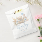 Boho Teddy Bear Boy Blue Barly Wait Baby shower Bedankzakje (Gezegeld)