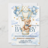 Boho Teddy Bear Boy Blue Bearly Wait Baby Shower Kaart (Voorkant)