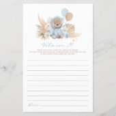 Boho Teddy Bear die ik Baby shower game (Voorkant)