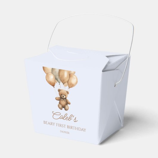 Boho Teddy Bear eerste verjaardagsfeestje Bedankdoosjes (Voorkant Zijde)