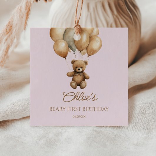 Boho Teddy Bear eerste verjaardagsfeestje Bedankjes Labels