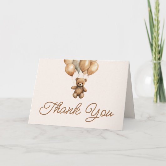 Boho Teddy Bear eerste verjaardagsfeestje Bedankkaart (Voorkant)