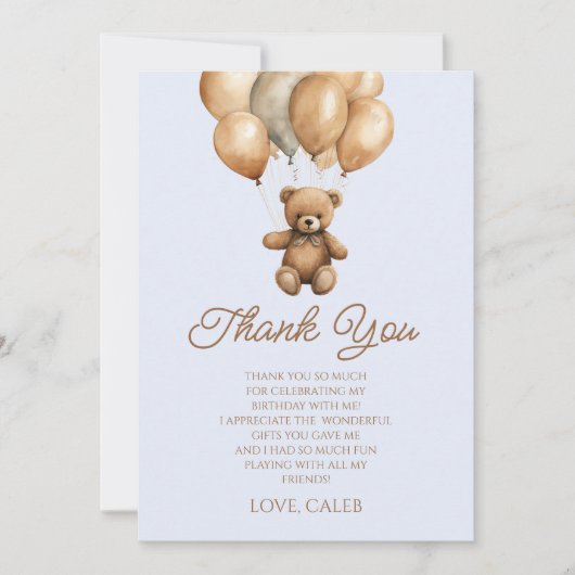 Boho Teddy Bear eerste verjaardagsfeestje Bedankkaart (Voorkant)