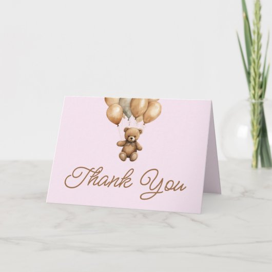 Boho Teddy Bear eerste verjaardagsfeestje Bedankkaart (Voorkant)