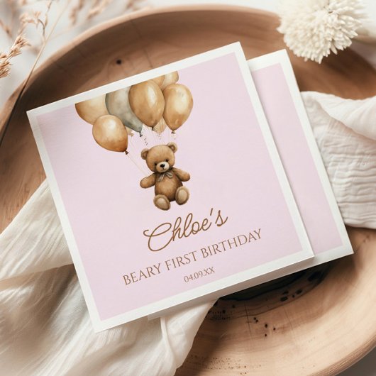 Boho Teddy Bear eerste verjaardagsfeestje Servet