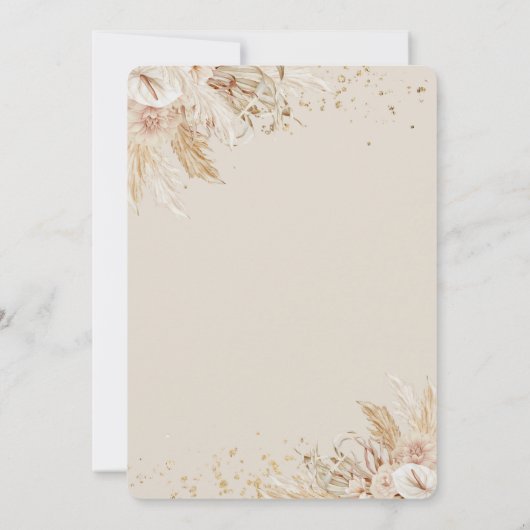 Boho Teddy Bear First Birthday Invitation Kaart (Achterkant)