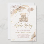 Boho Teddy Bear Gender Neutral Baby shower Kaart (Voorkant)