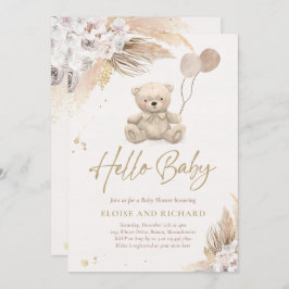 Boho Teddy Bear Gender Neutral Baby shower Kaart