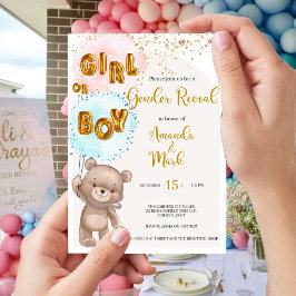 Boho Teddy Bear Gender onthulling Uitnodiging