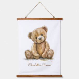 Boho Teddy Bear Gepersonaliseerde Kwekerij Hangend Wandkleed