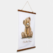 Boho Teddy Bear Gepersonaliseerde Kwekerij Hangend Wandkleed (Gebogen)