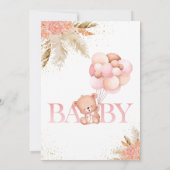Boho Teddy Bear Girl Pink Barly Wake Baby shower Kaart (Achterkant)