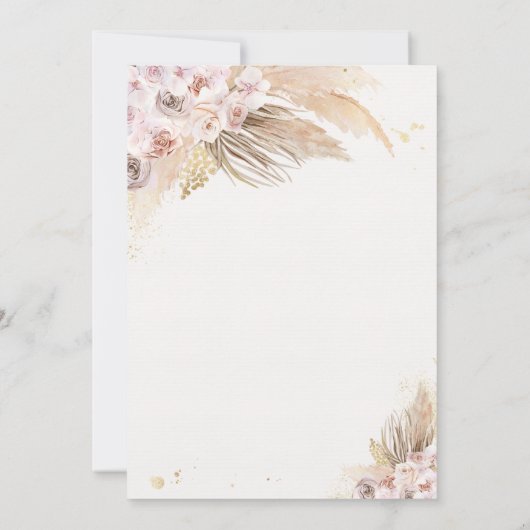 Boho Teddy Bear Girl Pink Barly Wake Baby shower Kaart (Achterkant)