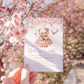 Boho Teddy Bear Girl Pink Barly Wake Baby shower Kaart