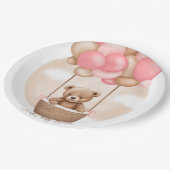 Boho Teddy Bear Girl Pink Barly Wake Baby shower Papieren Bordje (Gekanteld)