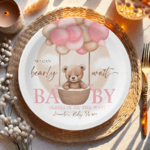 Boho Teddy Bear Girl Pink Barly Wake Baby shower