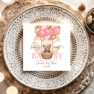 Boho Teddy Bear Girl Pink Barly Wake Baby shower Servet