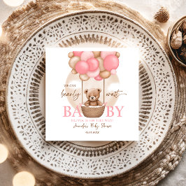 Boho Teddy Bear Girl Pink Barly Wake Baby shower Servet
