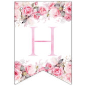 Boho Teddy Bear Girl Pink Bear Floral Birthday  Vlaggetjes (Tweede vlag)