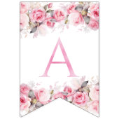 Boho Teddy Bear Girl Pink Bear Floral Birthday  Vlaggetjes (Derde vlag)