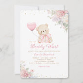 Boho Teddy Bear Girl Pink Bearly Wait Baby Shower Kaart (Voorkant)