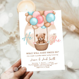 Boho Teddy Bear Hij Zij Jongen of Meisje Geslacht Kaart