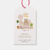 Boho Teddy Bear Kwekerij Baby shower Cadeaulabel (Voorkant)