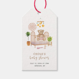 Boho Teddy Bear Kwekerij Baby shower Cadeaulabel